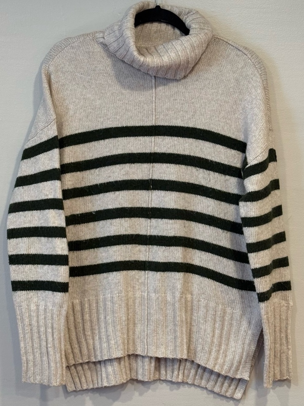 Sonoma Turtleneck Beige Green Stripe Knit Cozy Sweater Women’s Small